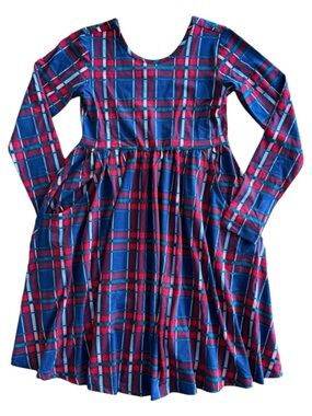 Hanna Andersson Holiday Plaid Long Sleeve Skater Dress with Pockets